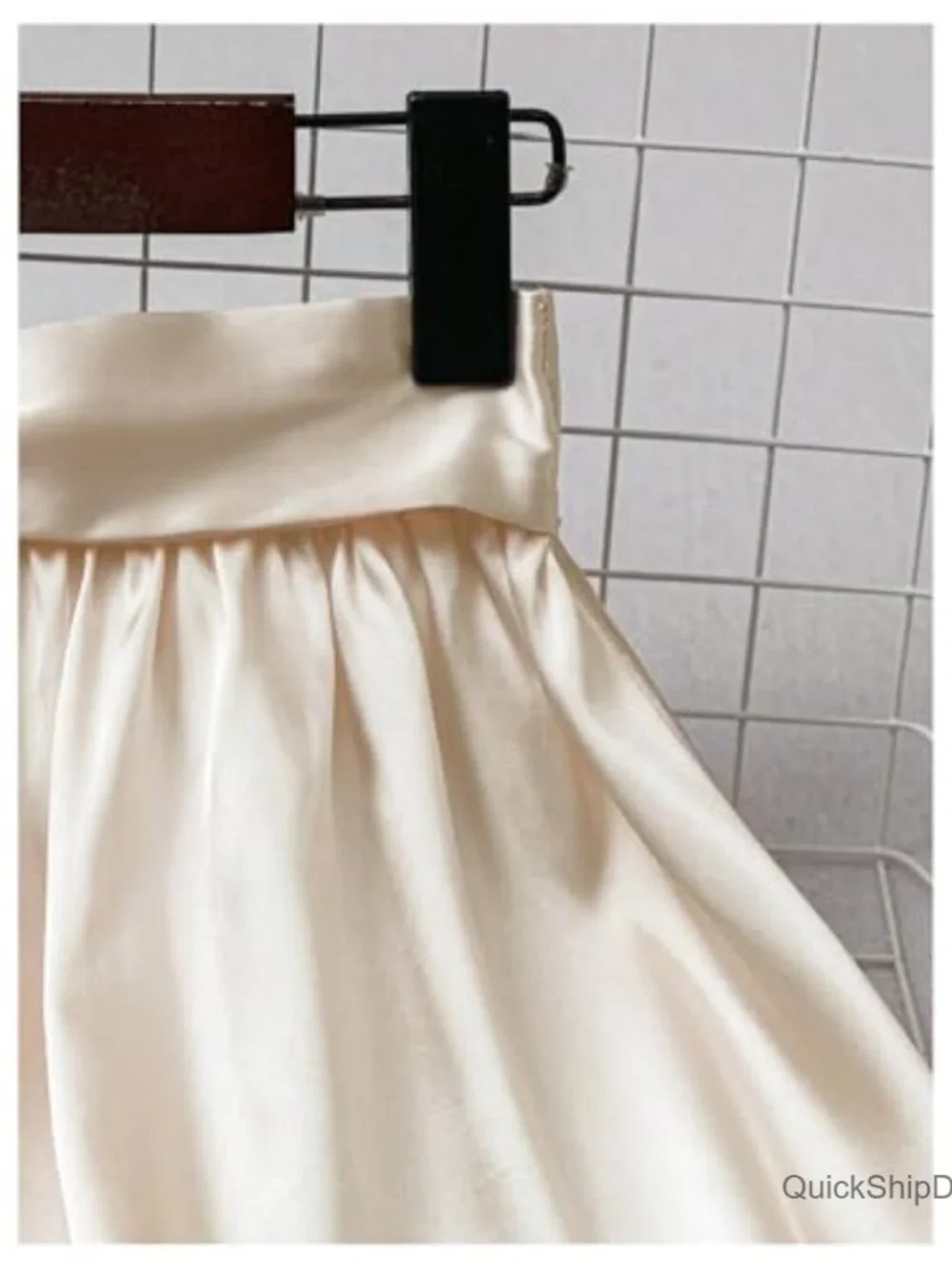 High Waisted Bowknot Ruffle Satin Midi Skirt - Picture 5 of 5